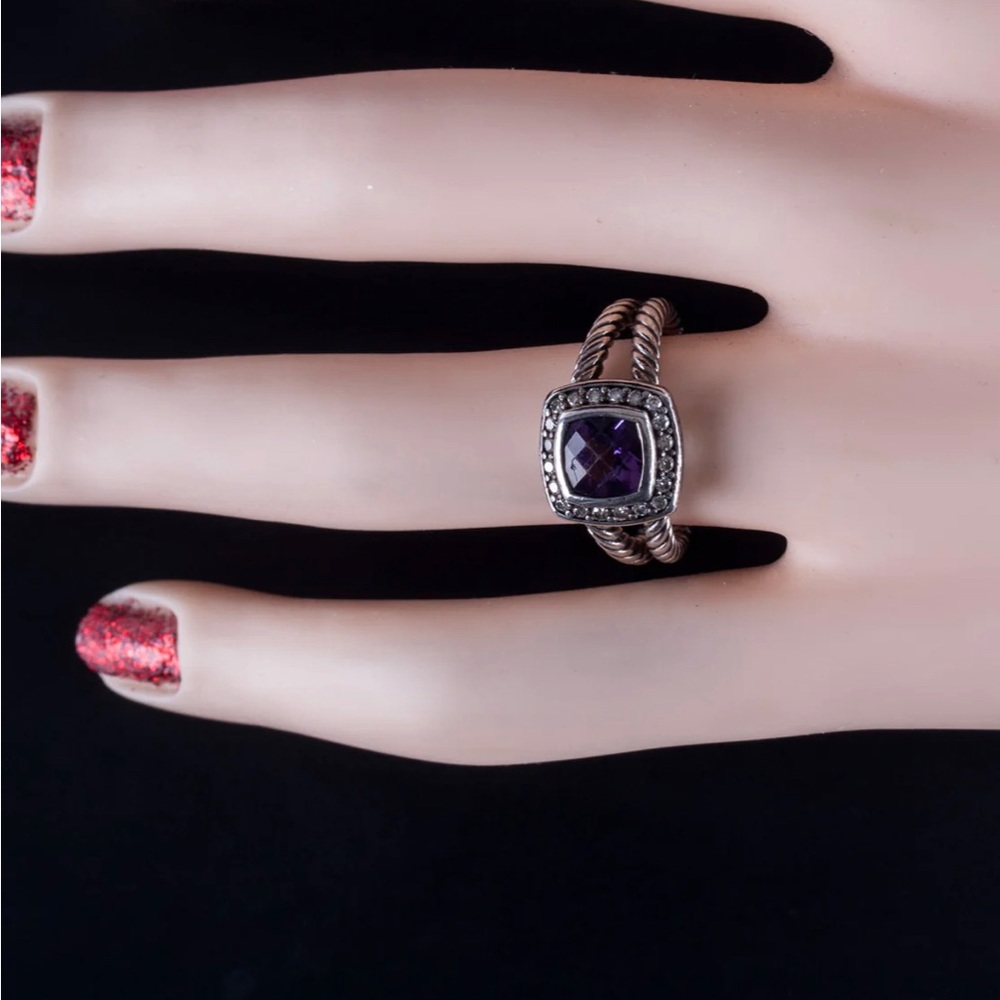 David Yurman Moonlight Ice Albion Amethyst Diamond Ring .925 - Picture 8 of 15